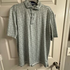 Men’s medium Stitch Golf polo green wave pattern